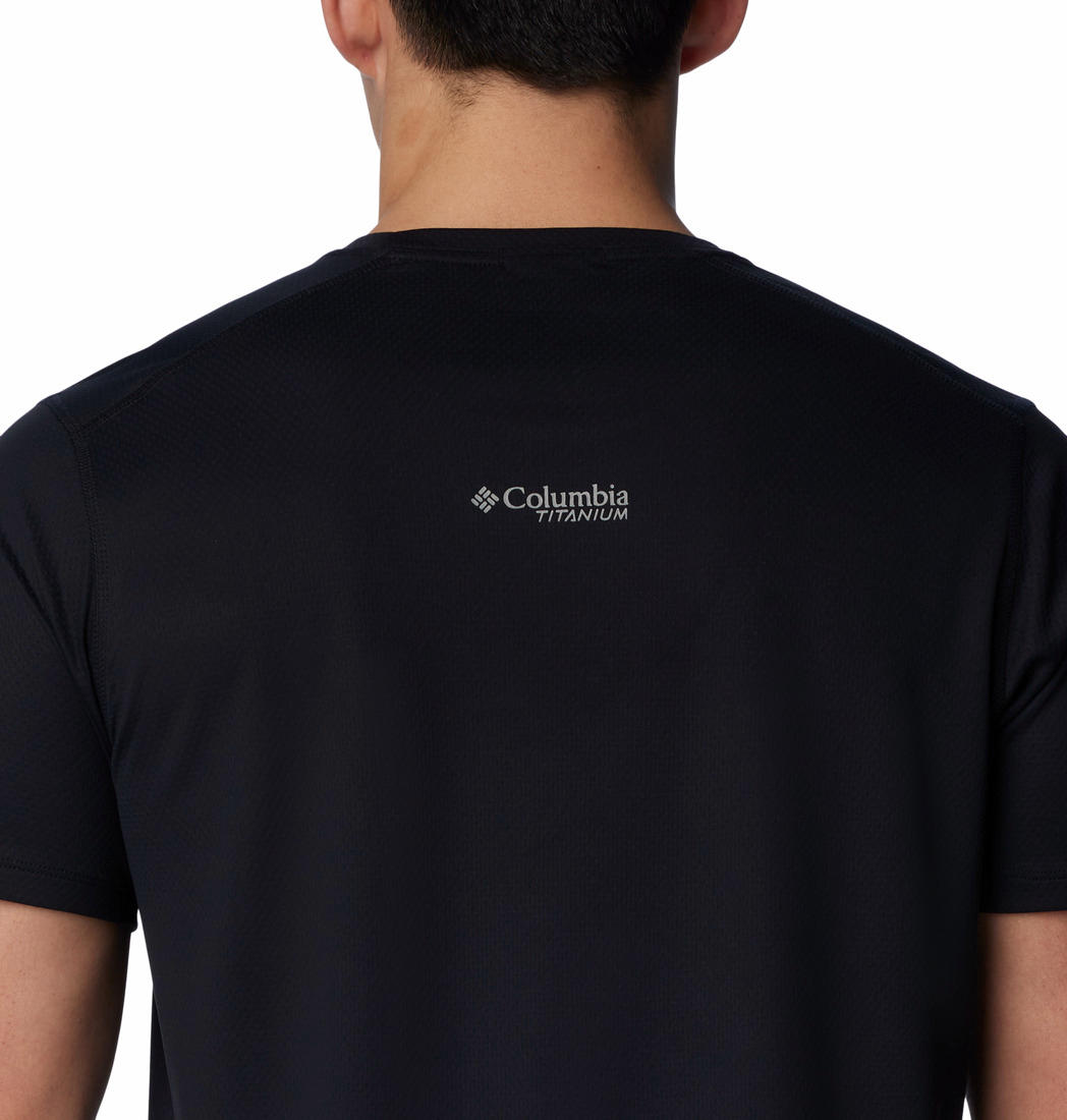 Columbia Mens Black Summit Valley Short Sleeve Crew Tshirt
