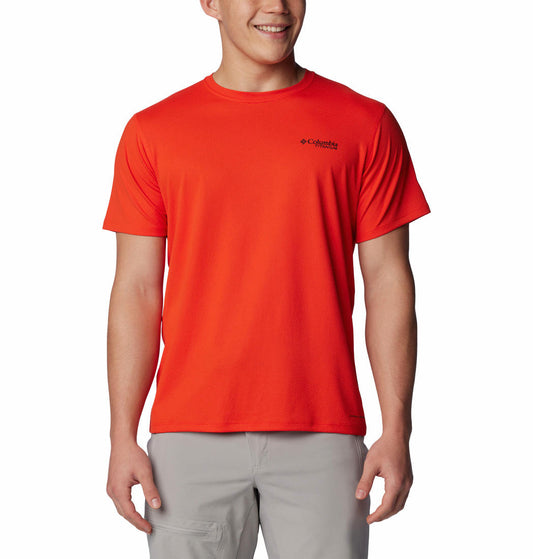 Columbia Mens Orange Summit Valley Short Sleeve Crew Tshirt