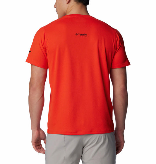 Columbia Mens Orange Summit Valley Short Sleeve Crew Tshirt