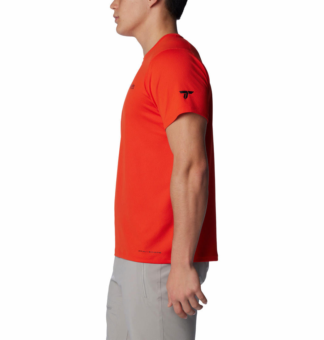 Columbia Mens Orange Summit Valley Short Sleeve Crew Tshirt
