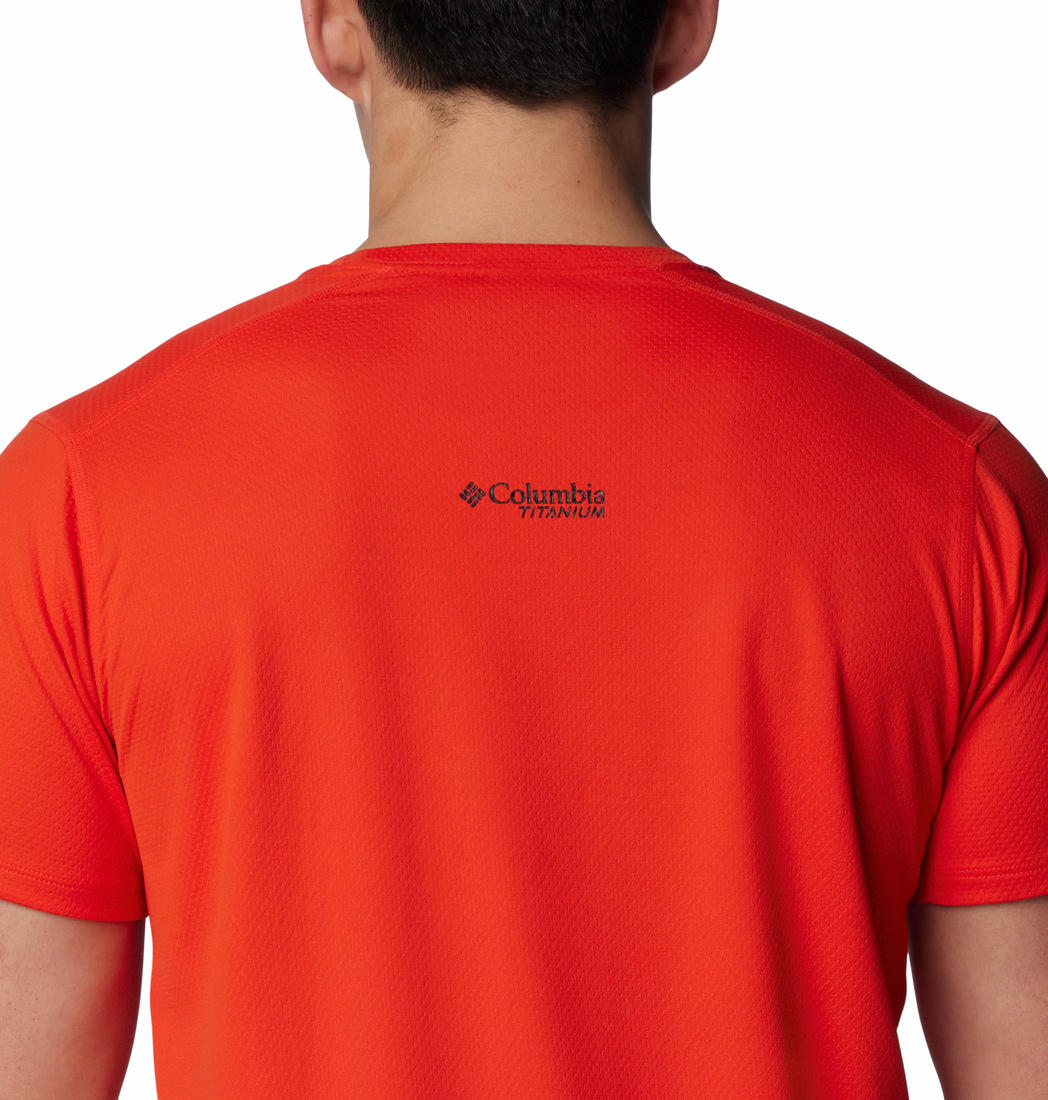 Columbia Mens Orange Summit Valley Short Sleeve Crew Tshirt