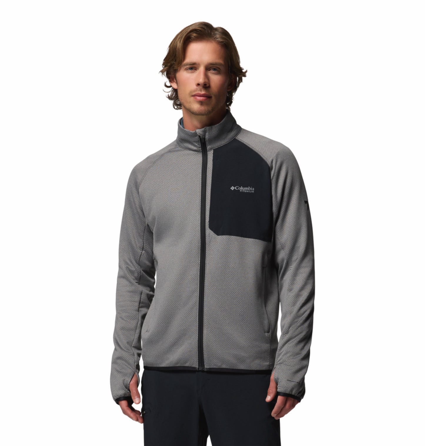 Columbia Men Grey OmniWick Triple Canyon Grid II Fleece Jacket