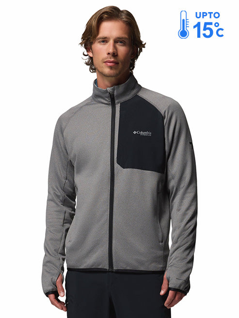 Columbia Men Grey Omni-Wick Triple Canyon Grid II Fleece Jacket