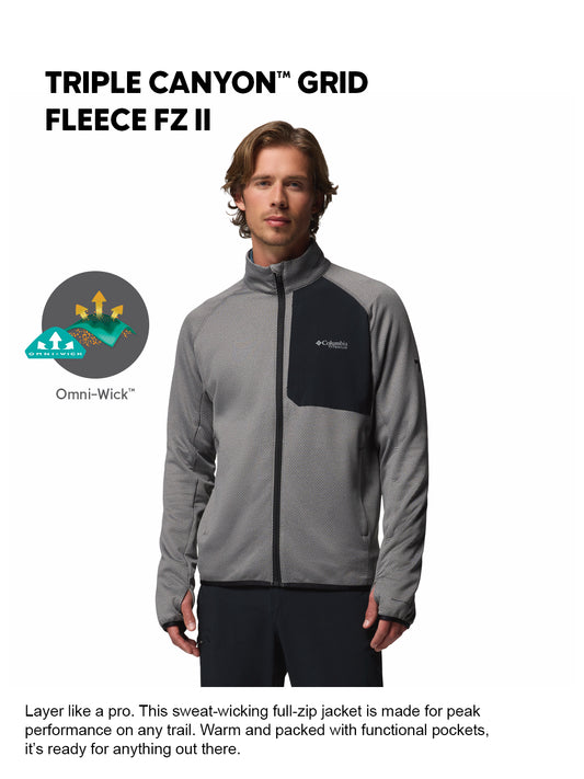 Columbia Men Grey Omni-Wick Triple Canyon Grid II Fleece Jacket