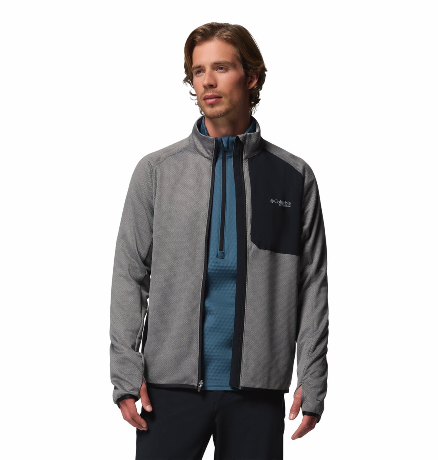 Columbia Men Grey OmniWick Triple Canyon Grid II Fleece Jacket