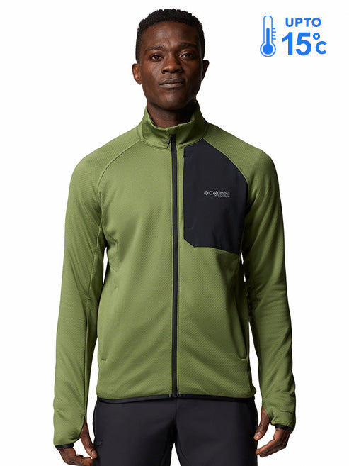 Columbia Men Green Omni-Wick Triple Canyon Grid II Fleece Jacket