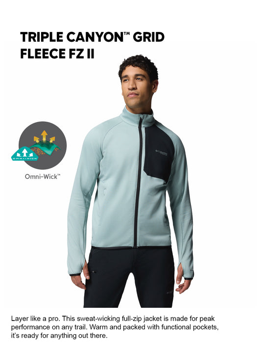 Columbia Men Blue Omni-Wick Triple Canyon Grid II Fleece Jacket