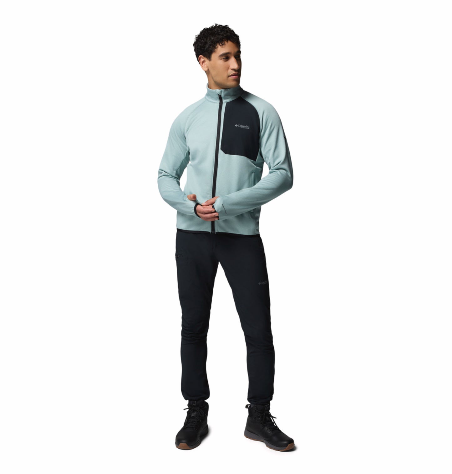 Columbia Men Blue OmniWick Triple Canyon Grid II Fleece Jacket