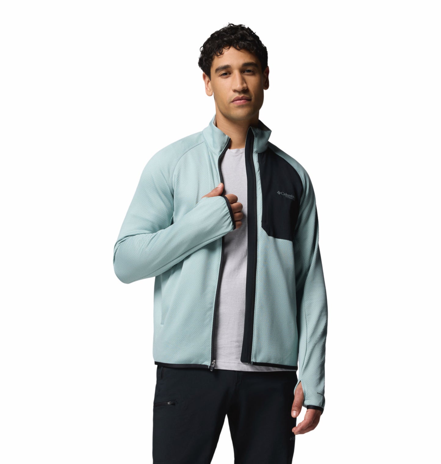 Columbia Men Blue OmniWick Triple Canyon Grid II Fleece Jacket