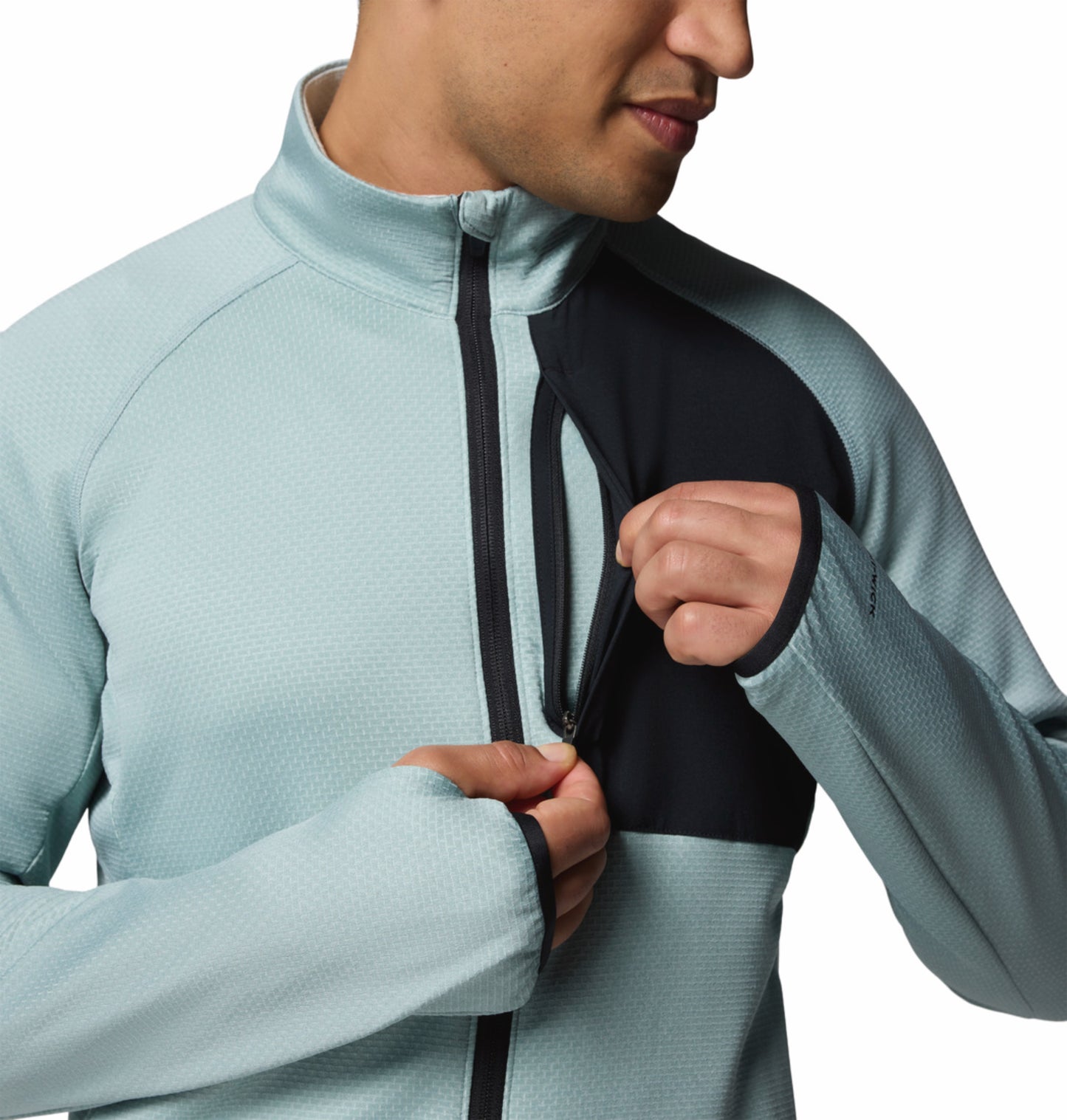 Columbia Men Blue OmniWick Triple Canyon Grid II Fleece Jacket