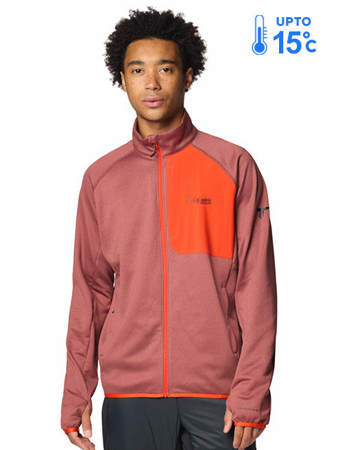 Columbia Men Red Omni-Wick Triple Canyon Grid II Fleece Jacket