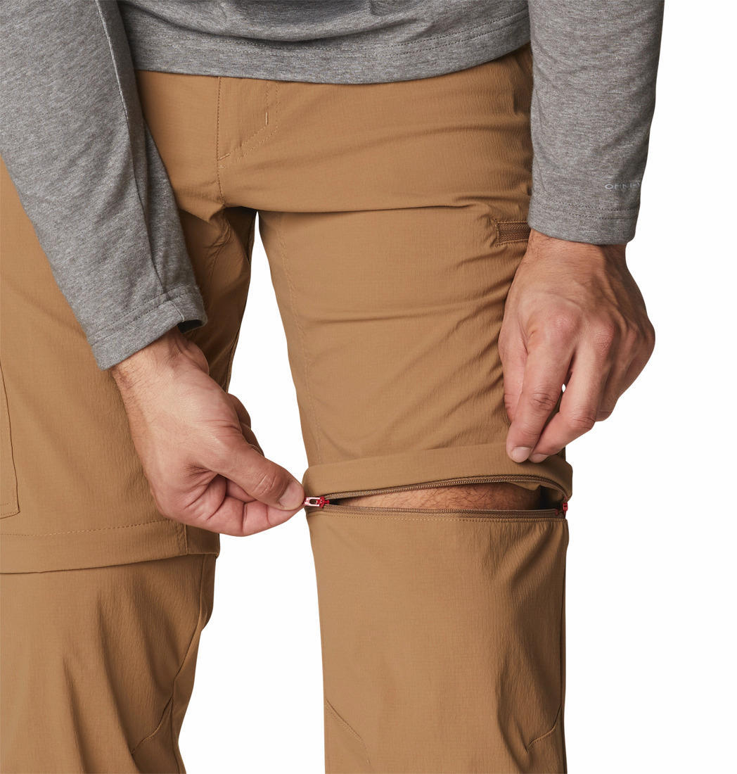 A Men Wearing Columbia Men Brown Newton Ridge II Convertible Pant (Sun Protection)