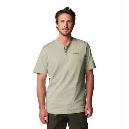 Columbia Mens Green Landroamer Short Sleev Henley II Tshirt