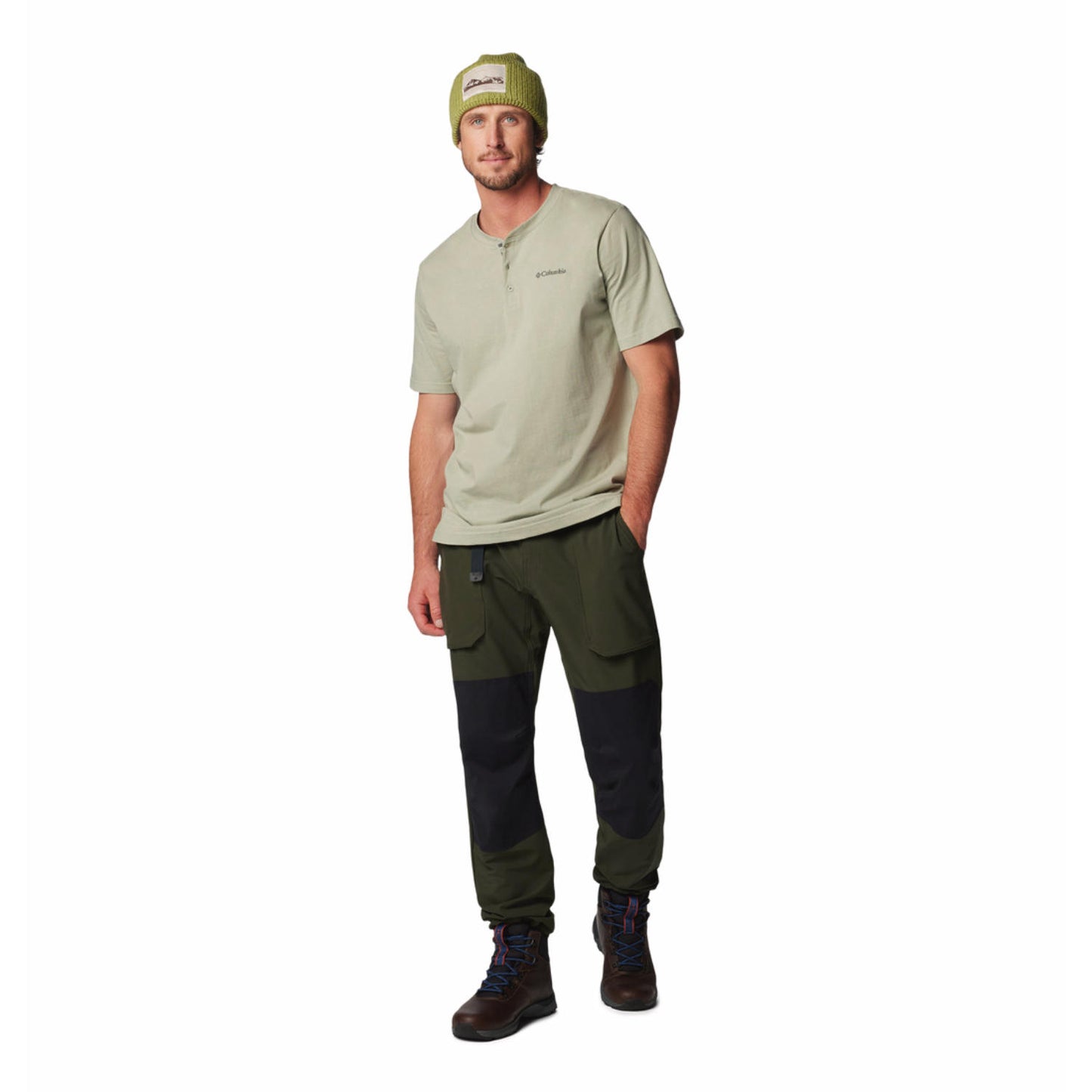 Columbia Mens Green Landroamer Short Sleev Henley II Tshirt
