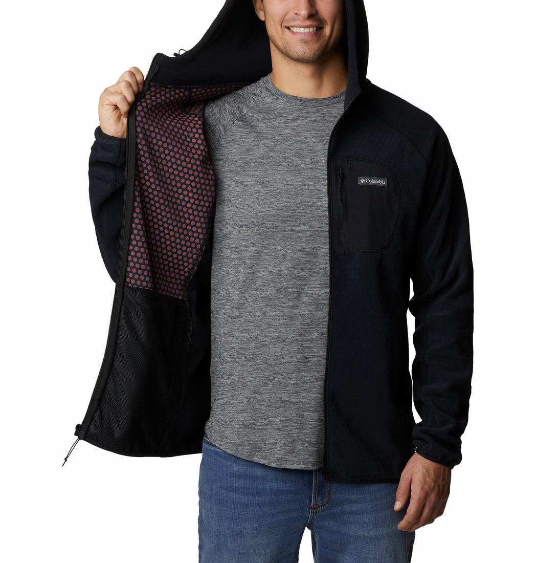 Columbia Men Black M Outdoor Tracks Hooded Full Zip