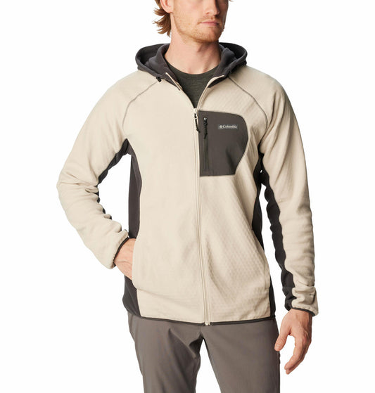 Columbia Men Beige Omni-Heat Helix M Outdoor Tracks Hooded Fleece Jacket