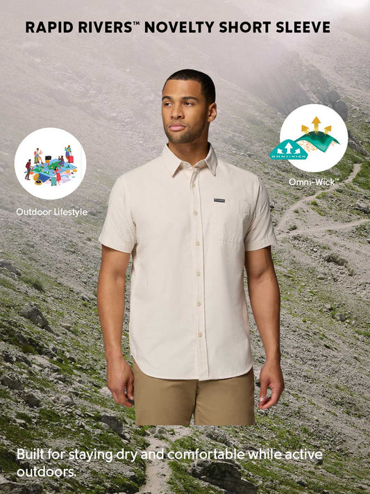 Columbia Men Omni-Wick Rapid Rivers Novelty Beige Shirt