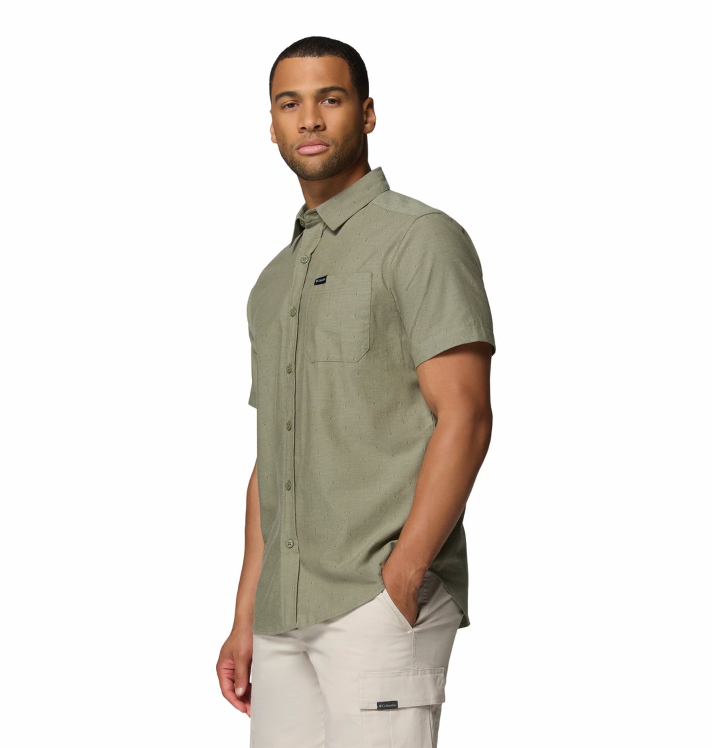Columbia Men's Olive Green Omni-Wick Rapid Rivers Short Sleeve Shirt