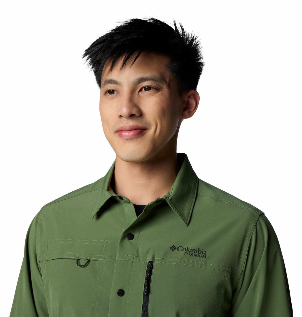 Columbia Mens Olive Summit Valley Woven Long Sleeve Shirt