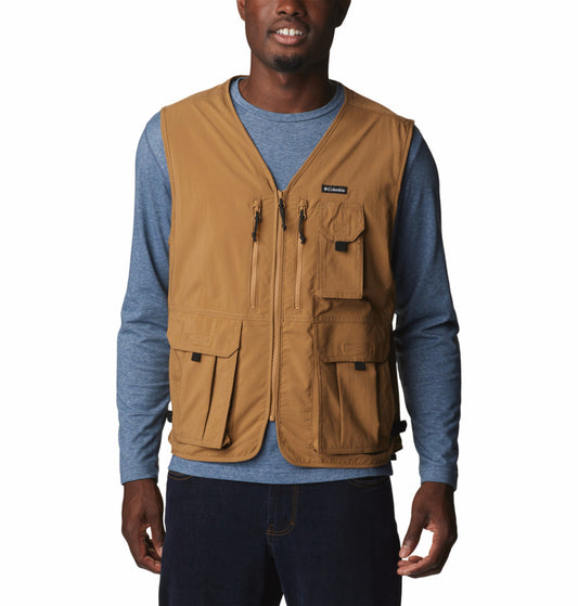Columbia Men Brown Omni-Shade Silver Ridge Utility Vest with Superior Sun Defense