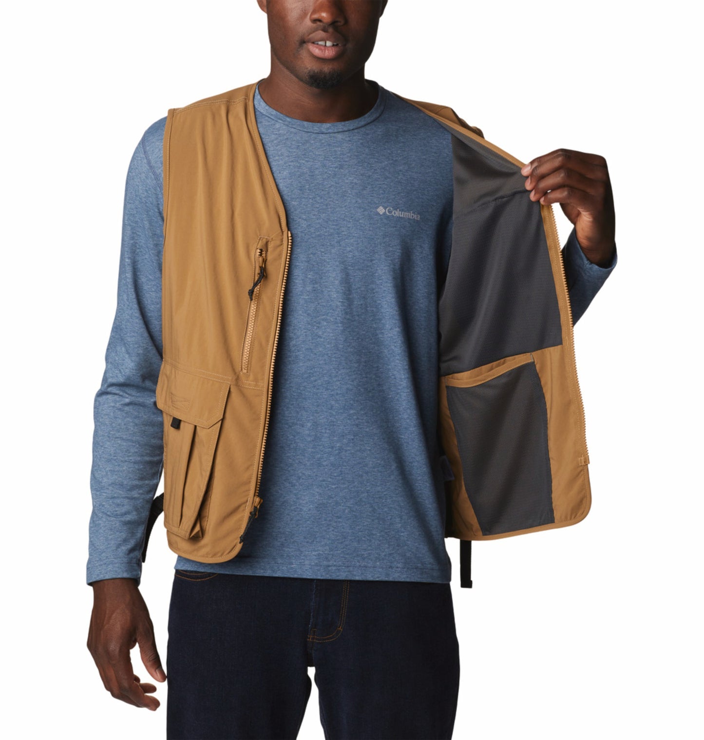 Columbia Men Brown Omni-Shade Silver Ridge Utility Vest