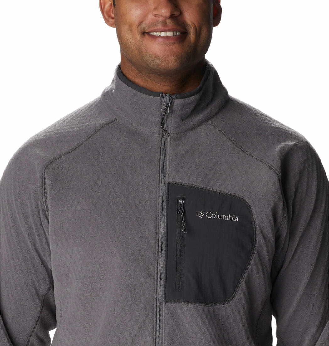 Columbia Men Grey M Outdoor Tracks Full Zip Fleece Jacket