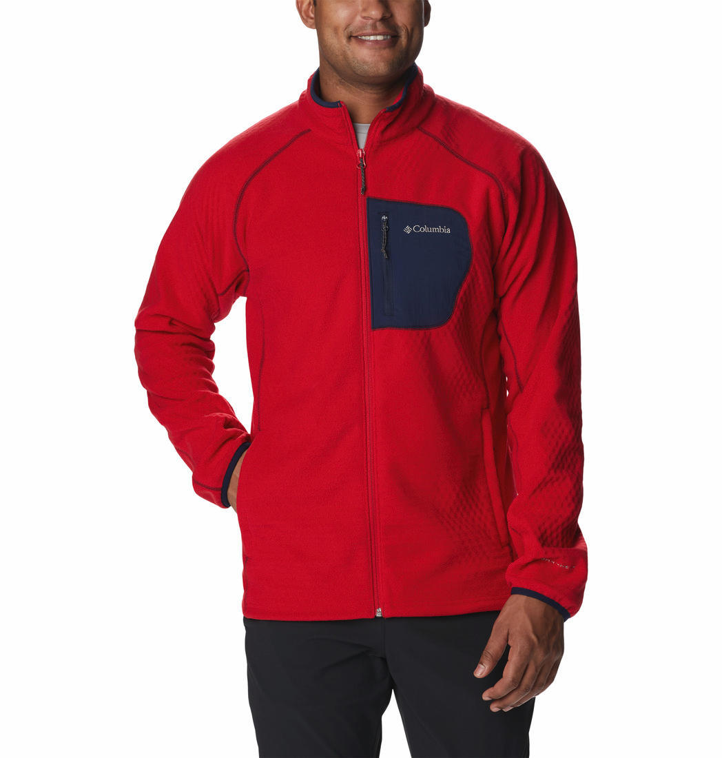 A Men Wearing Columbia Men Red M Outdoor Tracks Full Zip