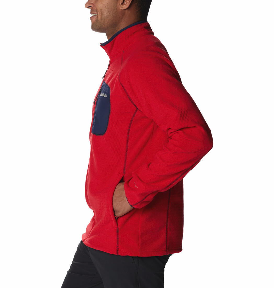 A Men Wearing Columbia Men Red M Outdoor Tracks Full Zip