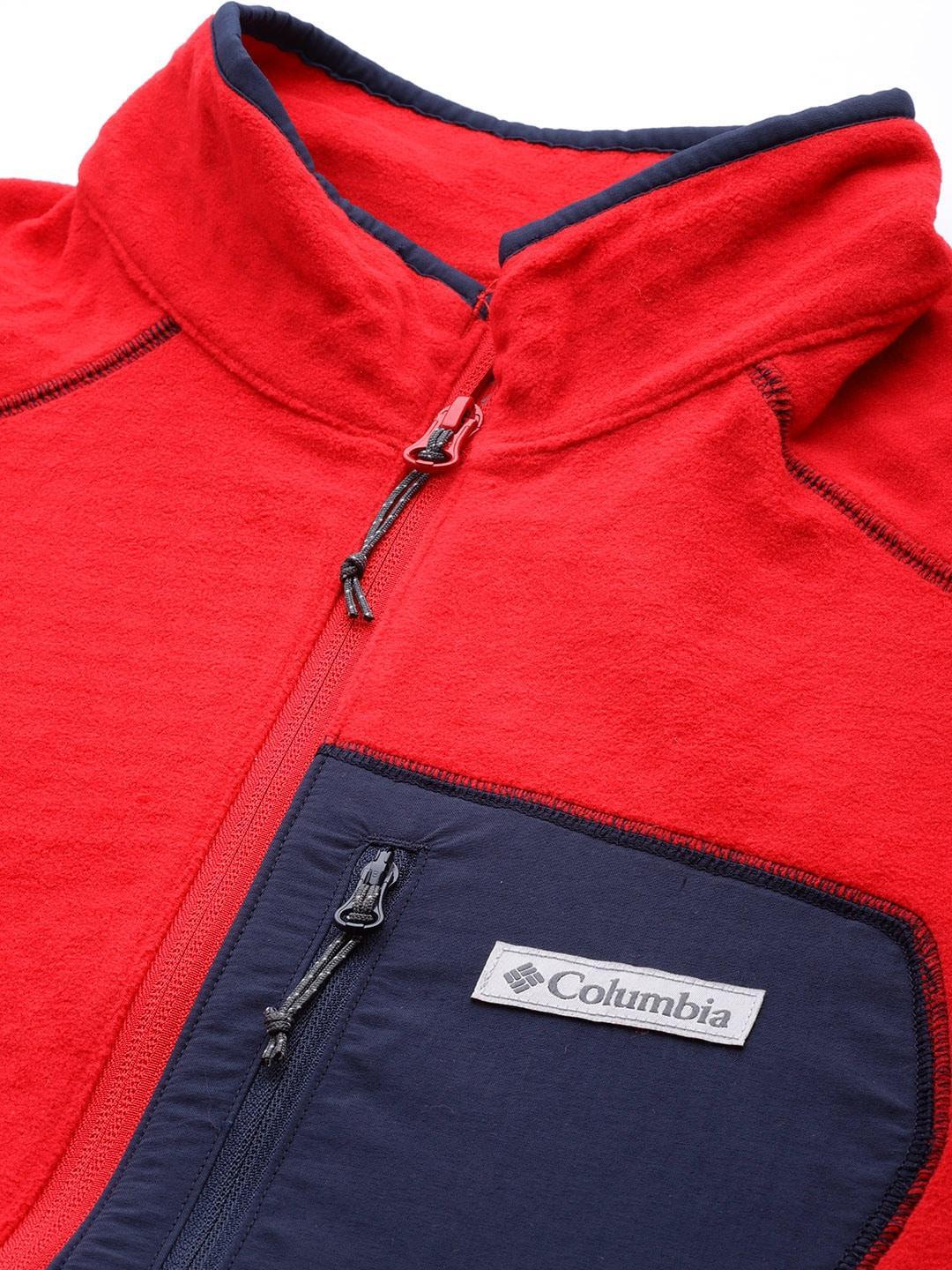 A Men Wearing Columbia Men Red M Outdoor Tracks Full Zip