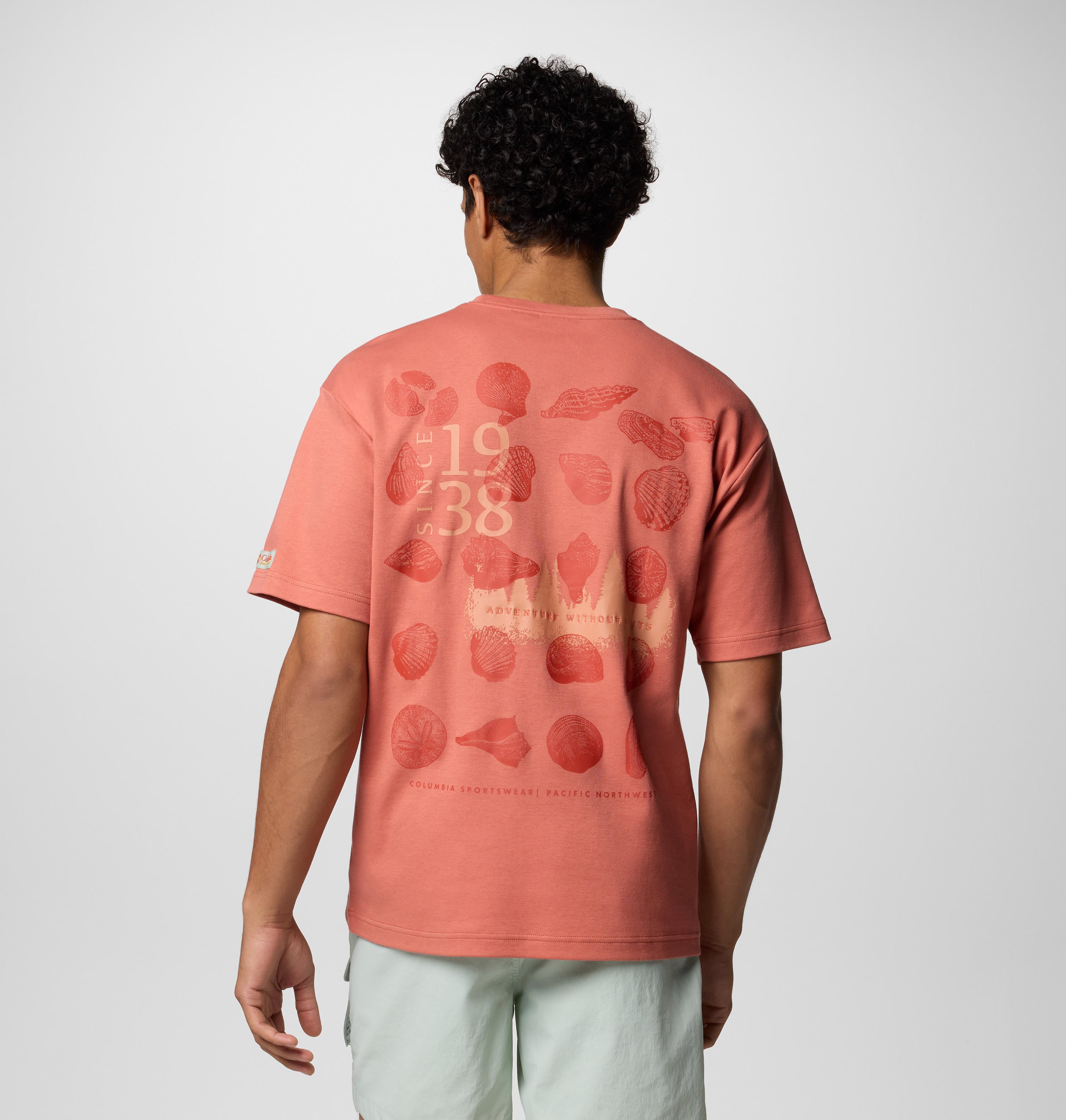 A Men Wearing Columbia Men Red CSC Heritage Graphic Tee (Sun Protection)