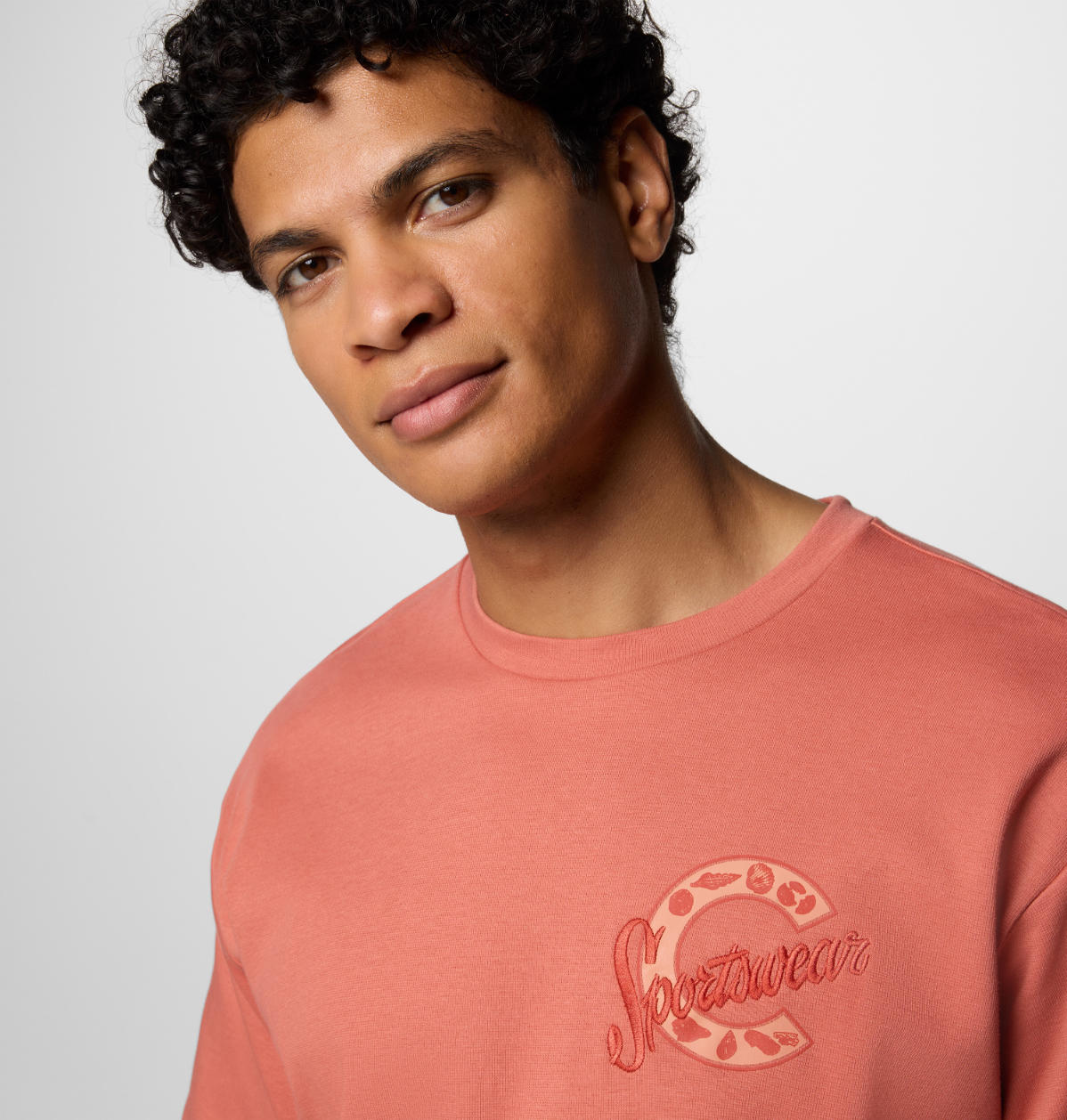A Men Wearing Columbia Men Red CSC Heritage Graphic Tee (Sun Protection)