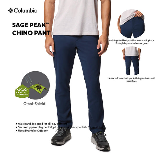 Columbia Mens Navy Blue Omni-Shield Sage Peak Chino Pant