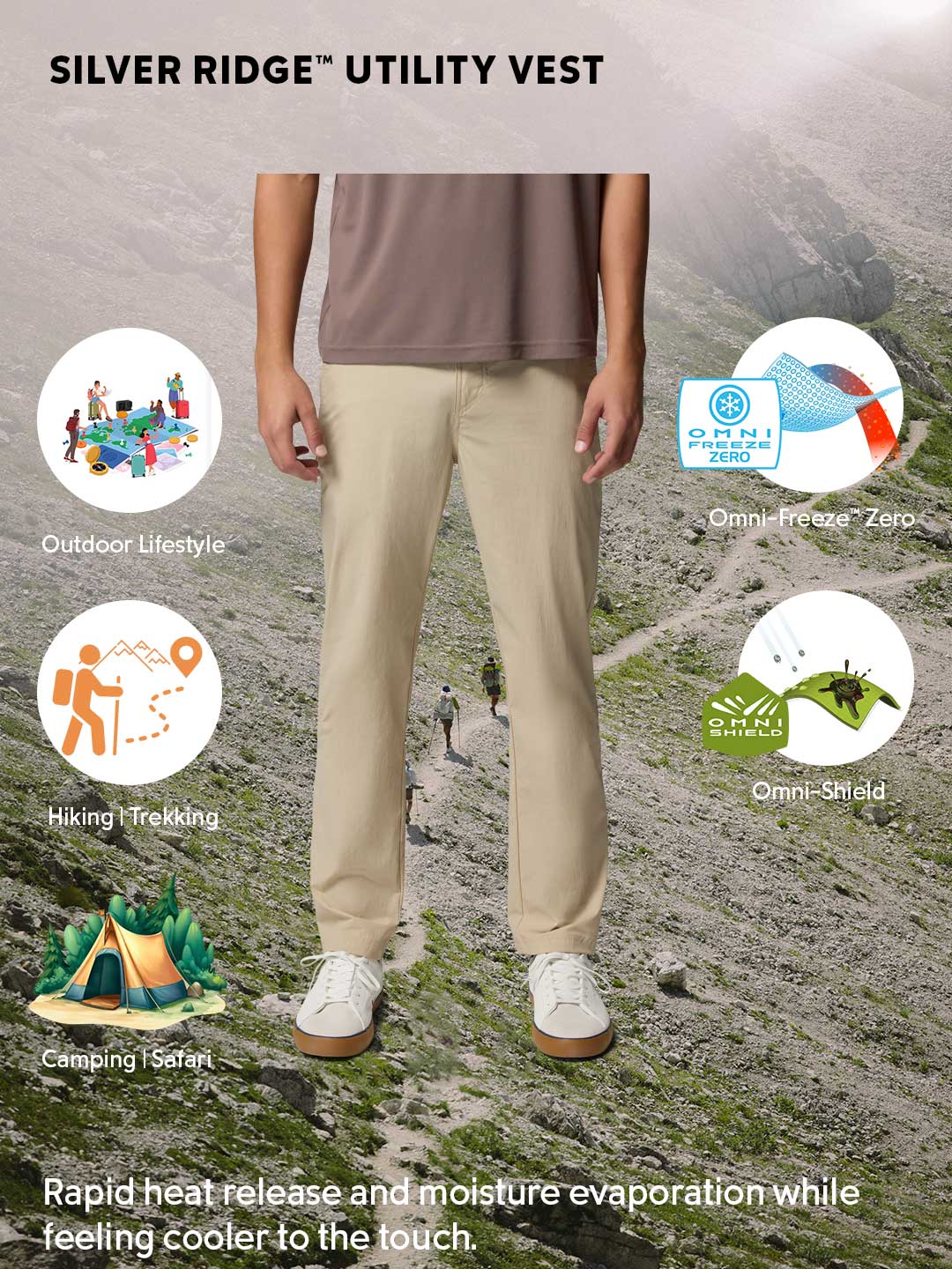 Columbia Men’s Beige Omni-Freeze ROC Lite Chino Pant