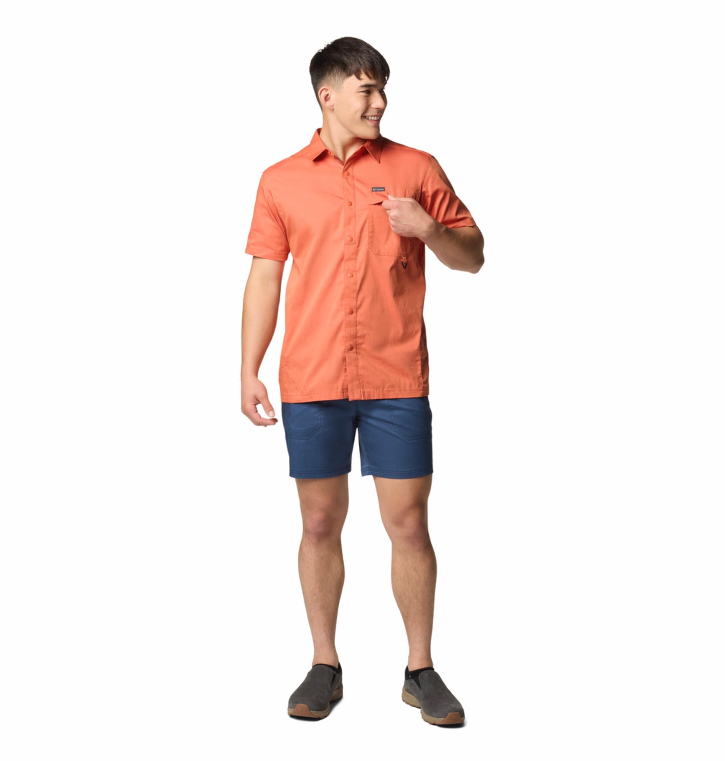 Columbia Mens Orange Landroamer Twill Short Sleeve Shirt