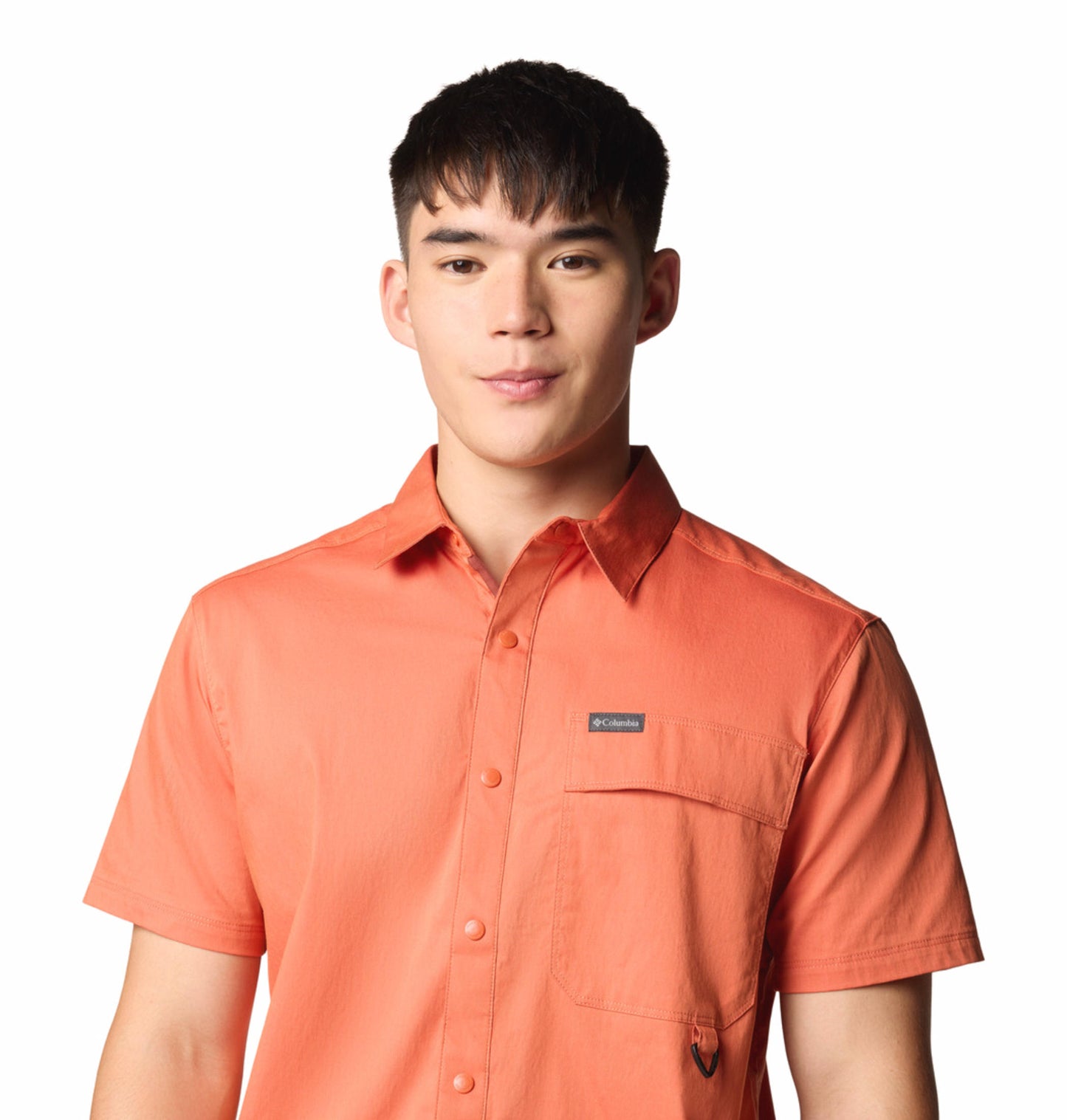 Columbia Mens Orange Landroamer Twill Short Sleeve Shirt