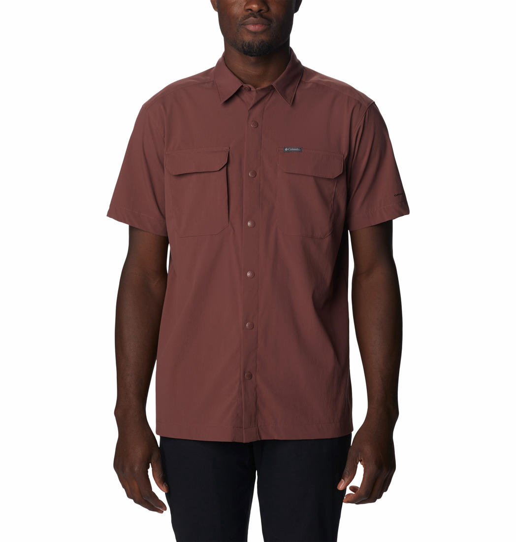 Columbia Men Maroon Canyon Gate Utility Short Sleeve Shirts