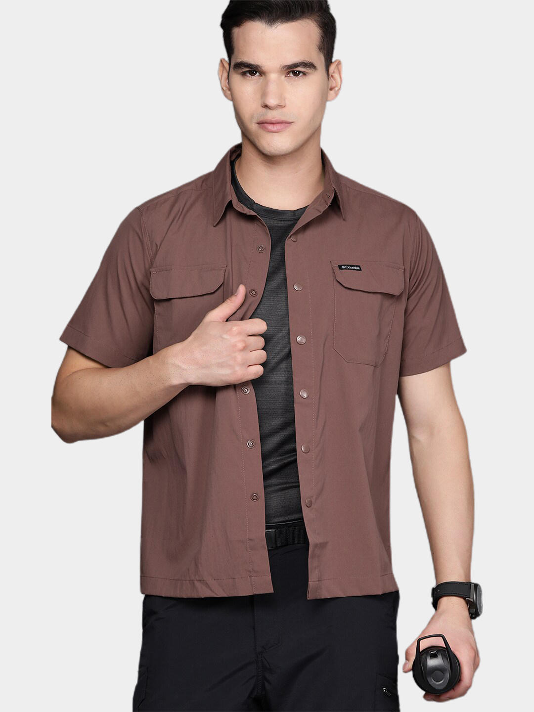 Columbia Men Maroon Canyon Gate Utility Short Sleeve Shirts
