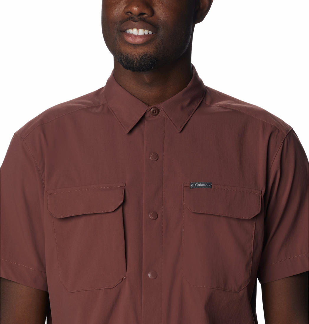 Columbia Men Maroon Canyon Gate Utility Short Sleeve Shirts