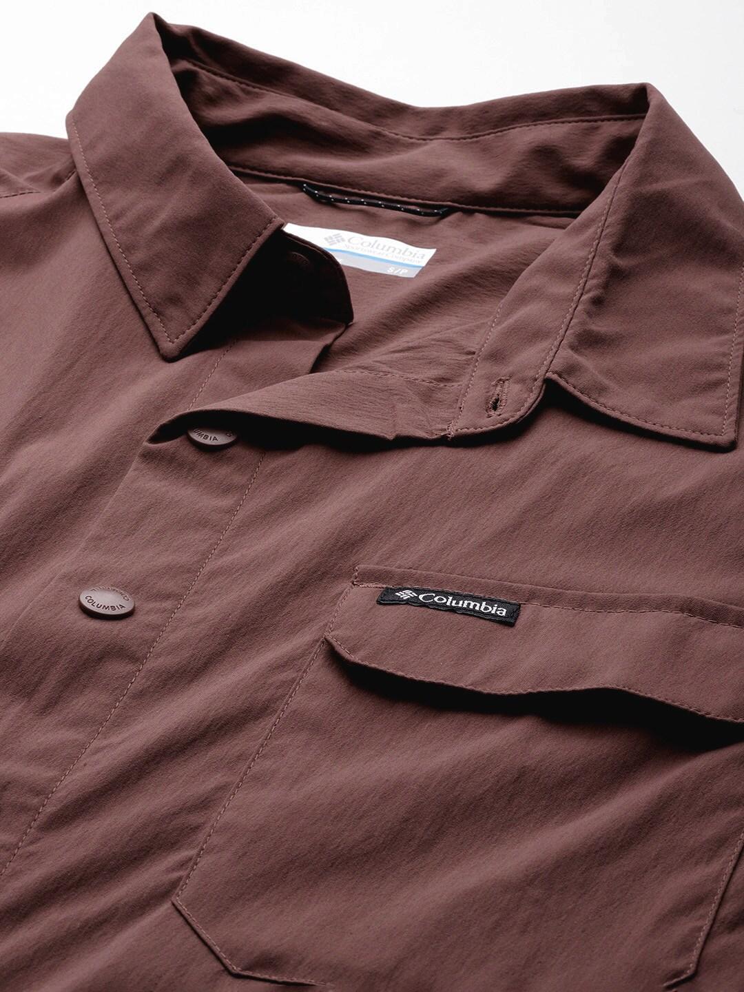 Columbia Men Maroon Canyon Gate Utility Short Sleeve Shirts