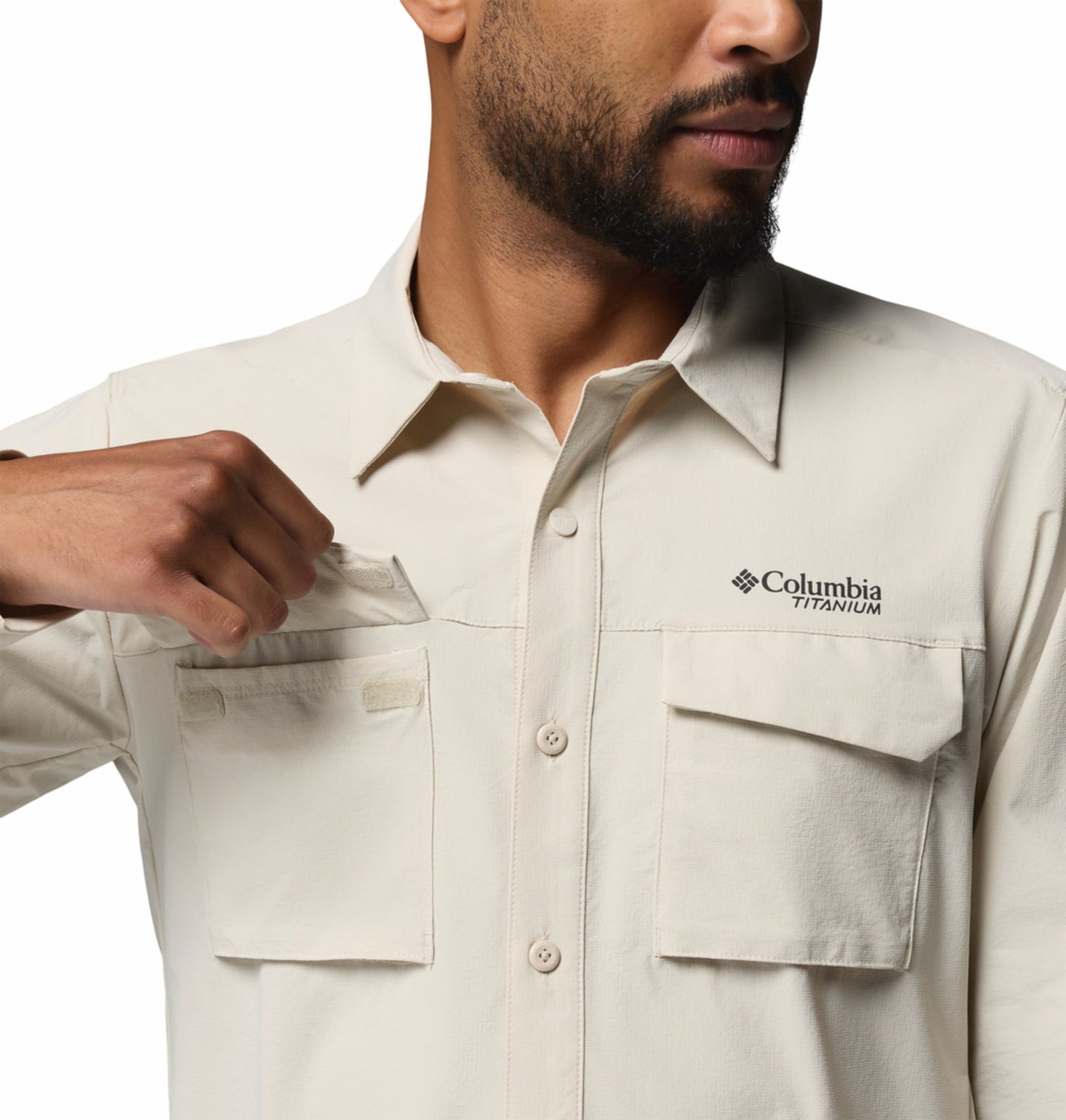 Columbia Men Beige Omni-Shade Silver Ridge Elite Long Sleeve Shirt