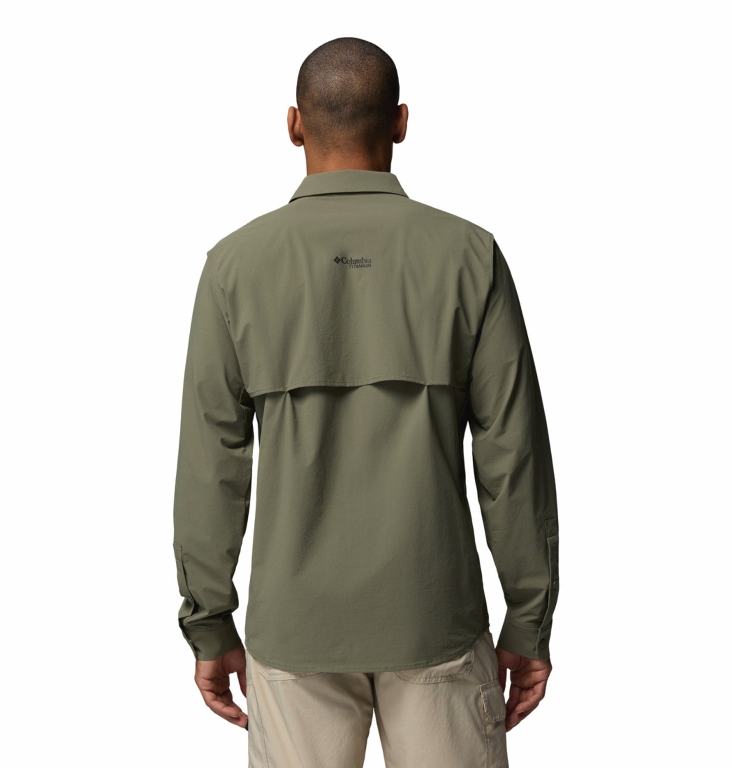 Columbia Men’s Olive Green Omni-Shade Silver Ridge Elite Long Sleeve Shirt for Outdoor Comfort