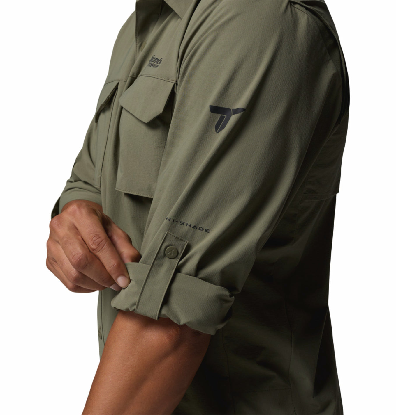 Columbia Men’s Olive Green Omni-Shade Silver Ridge Elite Long Sleeve Shirt for Outdoor Comfort