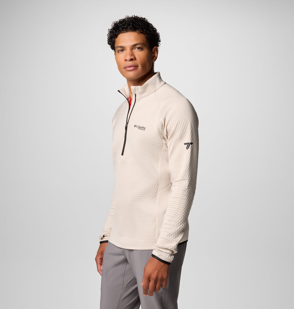 Columbia Men Beige Omni-Shade Driventure Half Zip Sweatshirt (Sun Protection)
