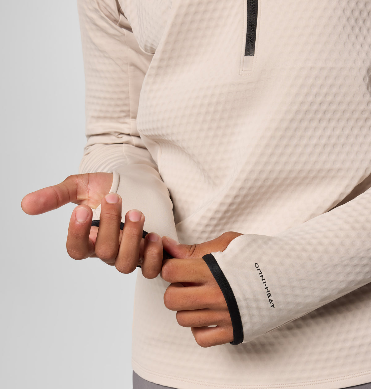 Columbia Men Beige Omni-Shade Driventure Half Zip Sweatshirt (Sun Protection)