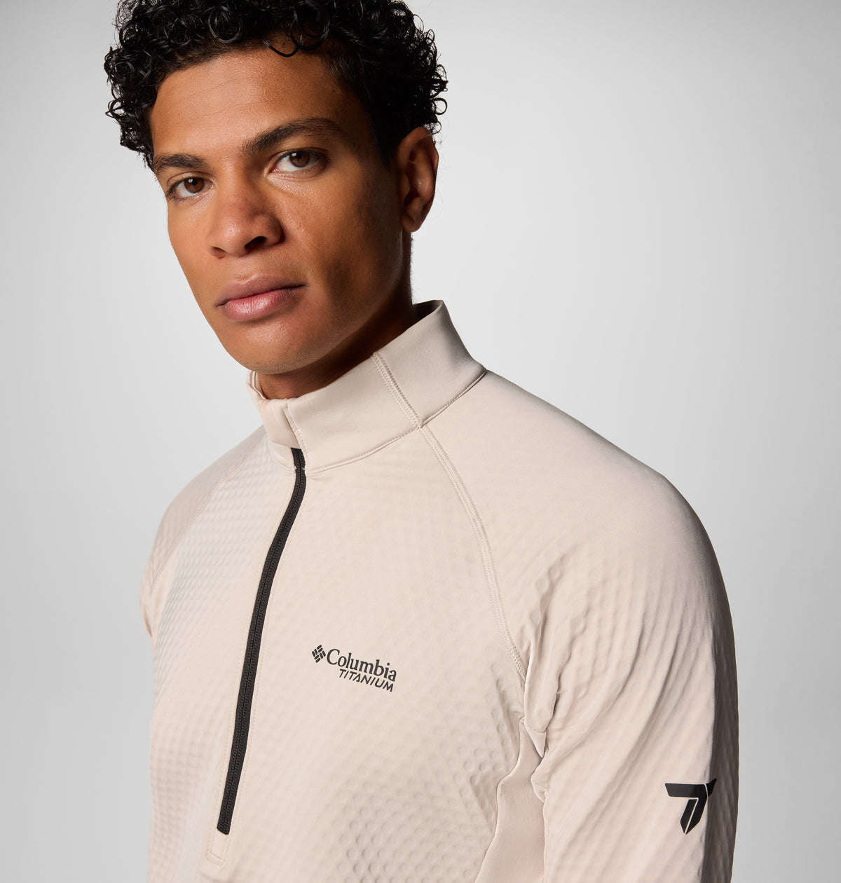 Columbia Men Beige Omni-Shade Driventure Half Zip Sweatshirt (Sun Protection)
