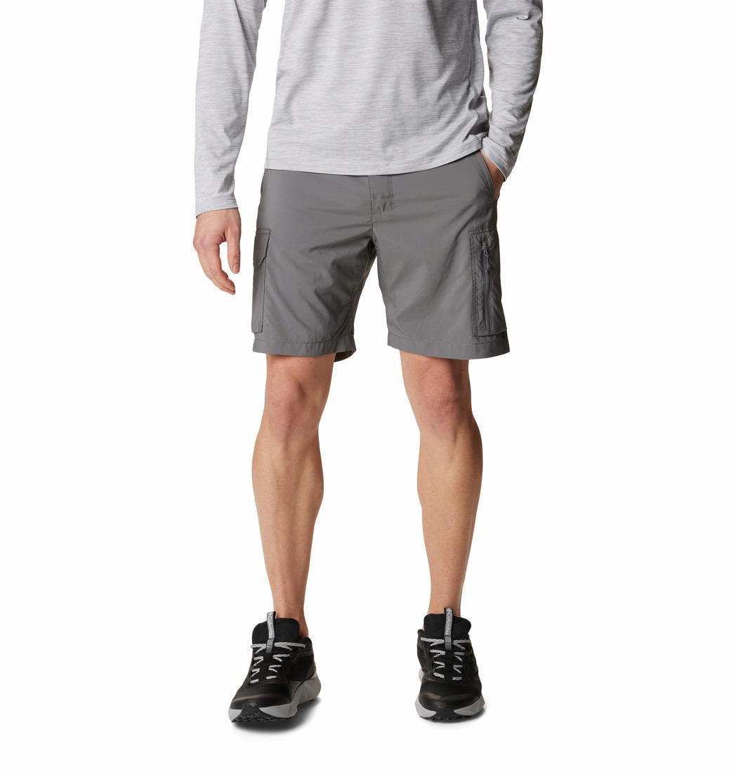 A Men Wearing Columbia Men Grey Silver Ridge Utility Cargo Short (Sun Protection)