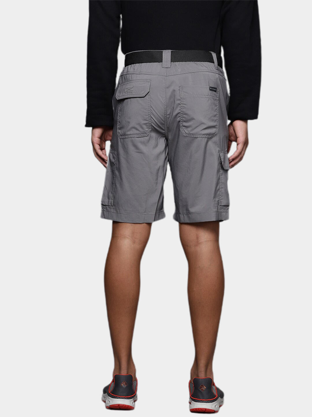 A Men Wearing Columbia Men Grey Silver Ridge Utility Cargo Short (Sun Protection)