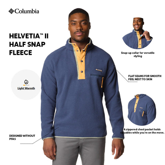 Columbia Mens Blue Helvetia II Half Snap Fleece Pullover