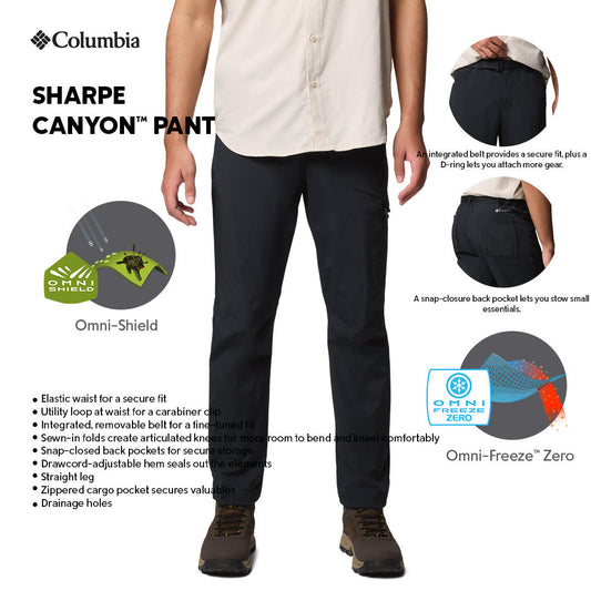 Columbia Mens Black Omni-Shield Sharpe Canyon Pant