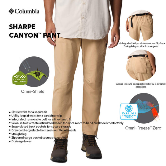 Columbia Mens Brown Omni-Shield Sharpe Canyon Pant
